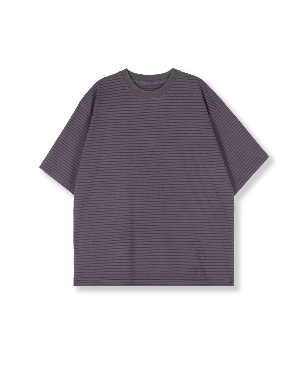 PERENN퍼렌 pigment dyed 1/2 T-shirts_ash purple stripe