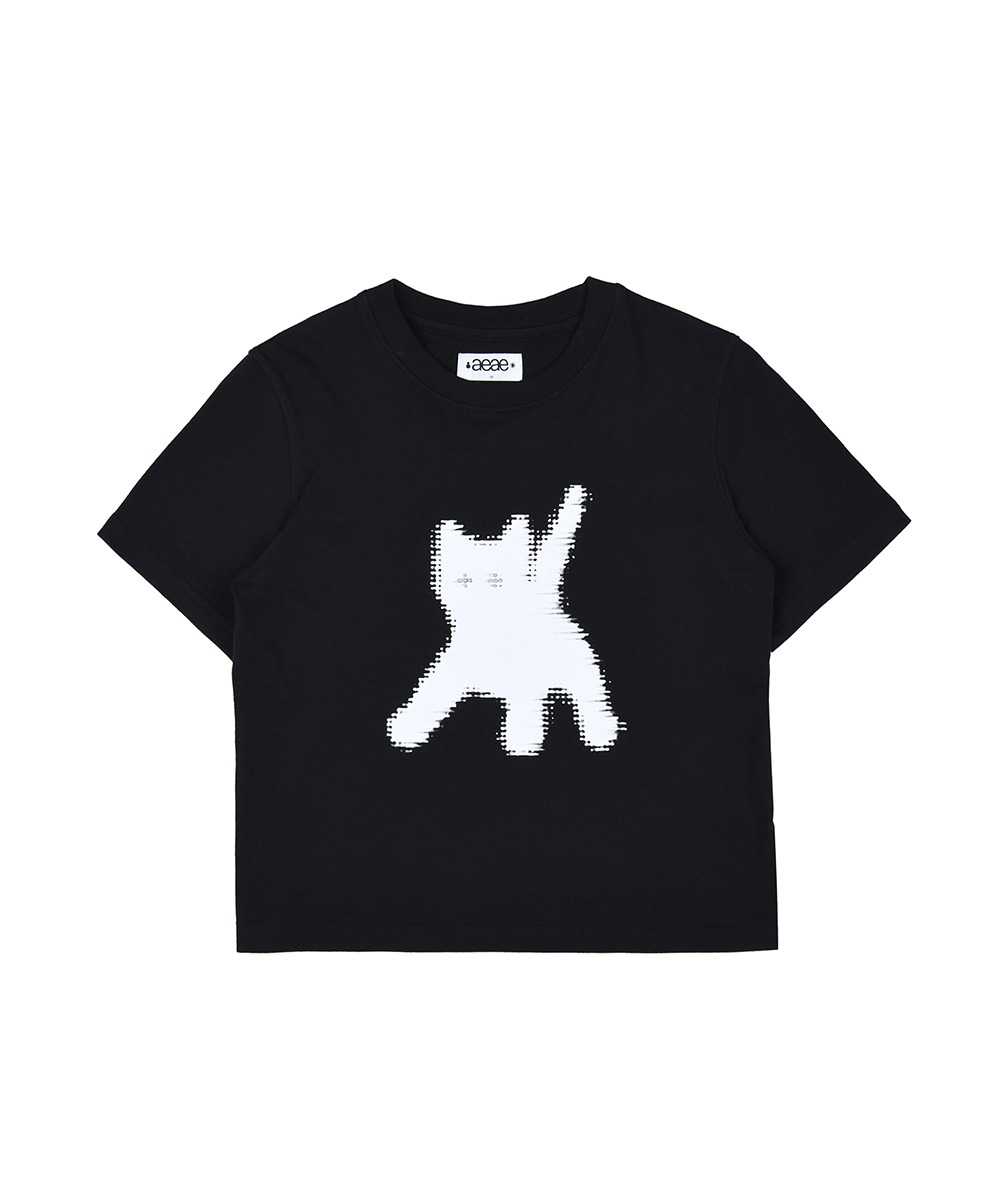 AEAE에이이에이이 FLASHED CATS EYE CROP T-SHIRTS [Black]