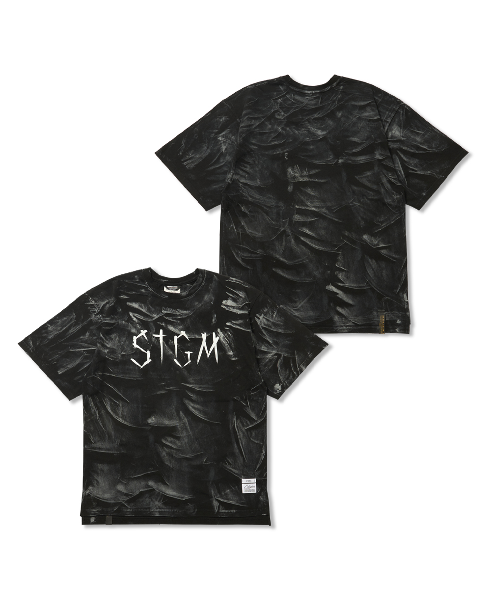 STIGMA스티그마 STGM Paint Dirty Washed Oversized Short Sleeves T-Shirts Black
